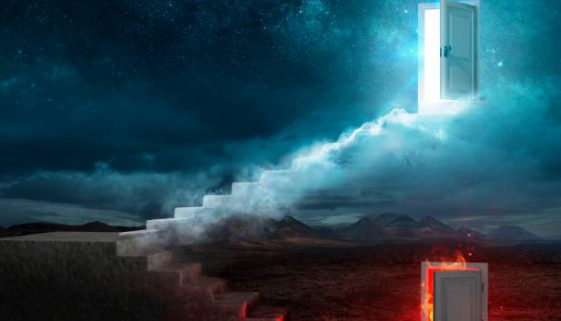 Stairs For Heaven And Hell - Religious Choice - Contain 3d Rendering